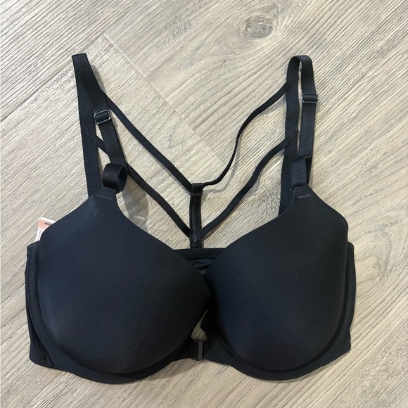 Victoria's Secret Bra Underwire Support Lined Demi Black Racerback 32DD - Picture 1 of 7